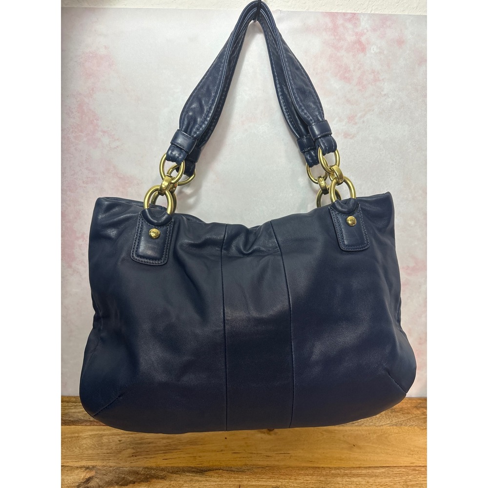 Coach Kristin Leather Satchel Midnight Blue - Picture 2 of 5
